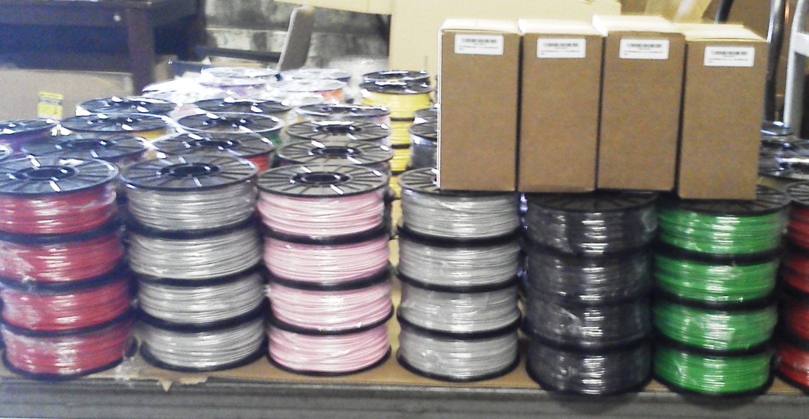 Custom 3D printer filament spools in production